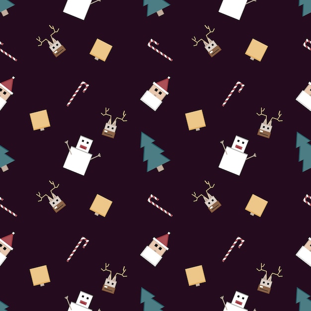 Christmas repeat pattern created with sharp corner Christmas objects seamless pattern