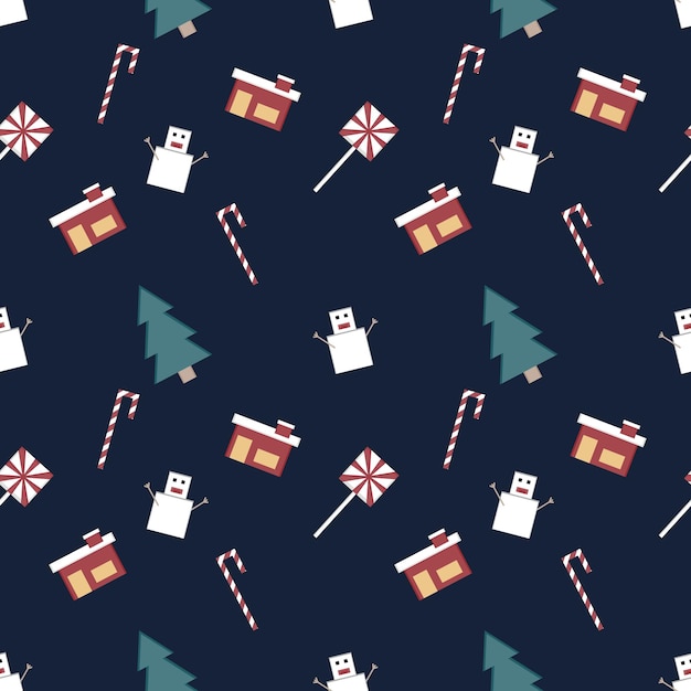 Christmas repeat pattern created with sharp corner Christmas objects seamless pattern