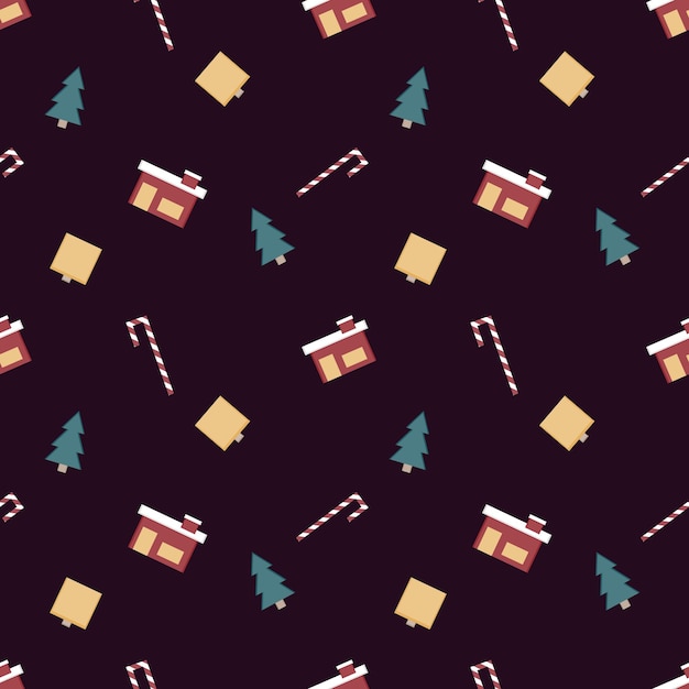 Christmas repeat pattern created with sharp corner Christmas objects seamless pattern