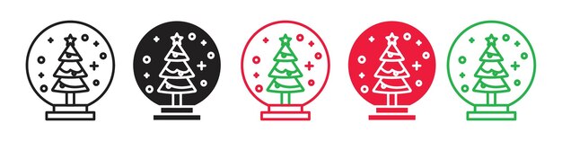 Christmas Snow Globe Icons Featuring Winter Wonderland Scenes Inside Glass Spheres