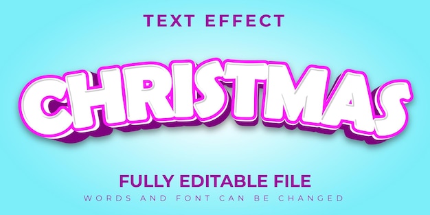 Christmas Text Effect With White And Pink Concept And Blue Background