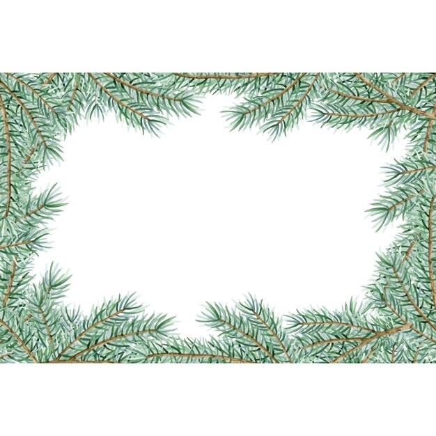 christmas tree branches horizontal banner template with spruce green pine branches and copy space