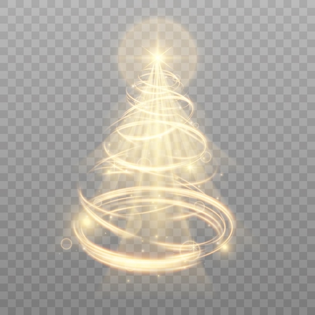 christmas tree on a transparent background golden christmas tree as a symbol of happy new year