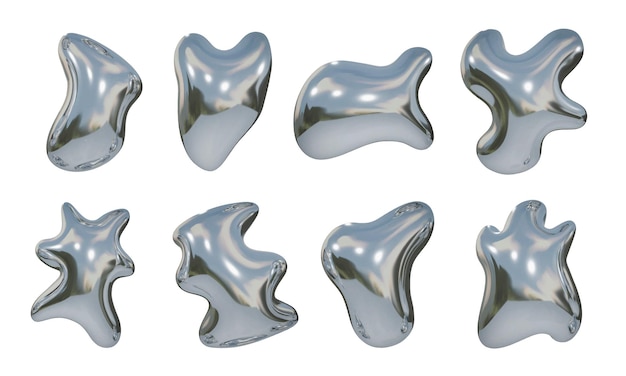 Chrome Liquid Abstract Blob Shape