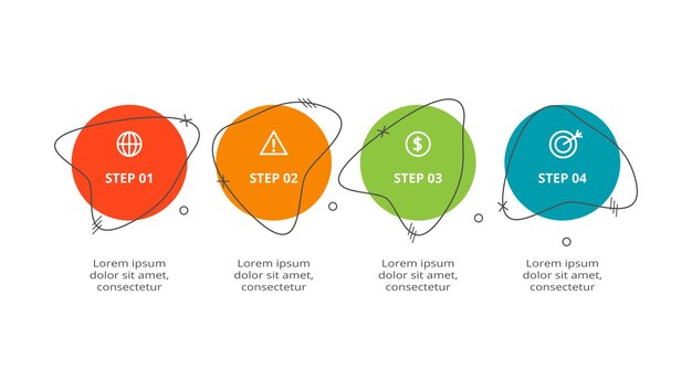 circle concept for infographic with 4 steps options parts or processes business data visualization