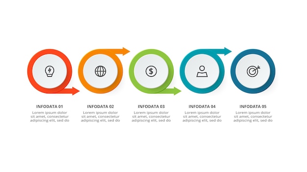 Circle concept for infographic with 5 steps options parts or processes Business data visualization
