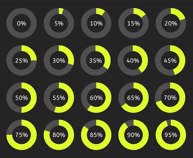 Circle pie chart Infographic percent circular diagram Vector illustration 0 to 100 readytouse