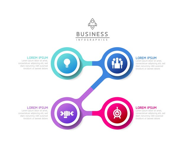 circular connection steps business infographic template with 4 element