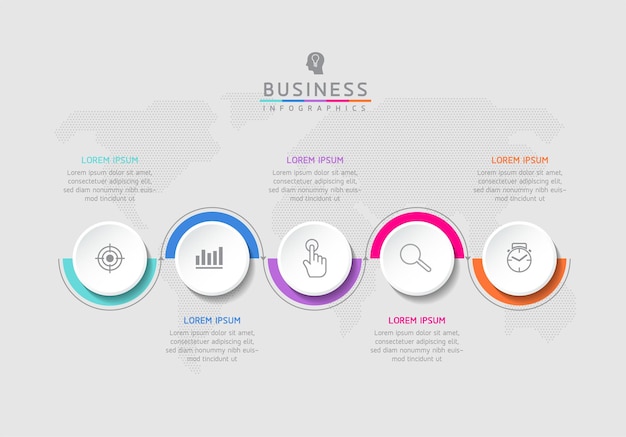 Circular Connection Steps Infographic Template with 5 Element
