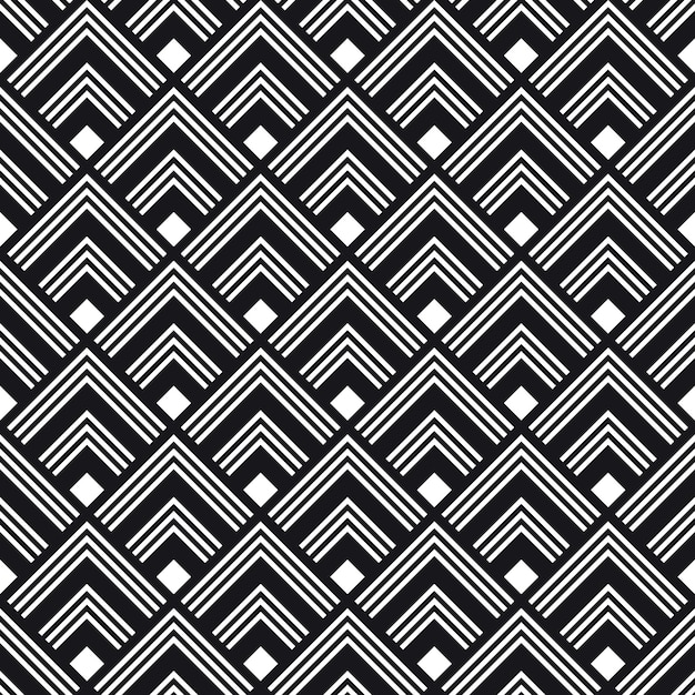 Classic geometric black and white ornament Vector seamless pattern
