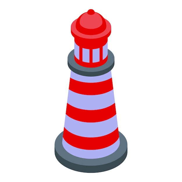 Classic lighthouse tower emitting light guiding ships at sea