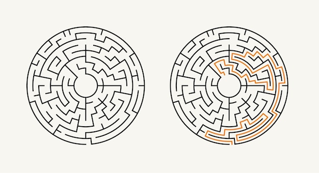 Classic maze game Square format with solution