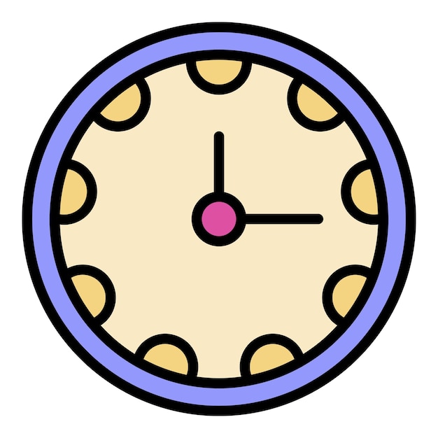 Clinic clock icon Outline clinic clock vector icon color flat isolated