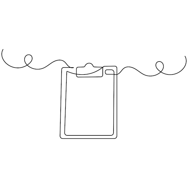 clipboard with checklist icon continuous one line drawing of outline vector illustration