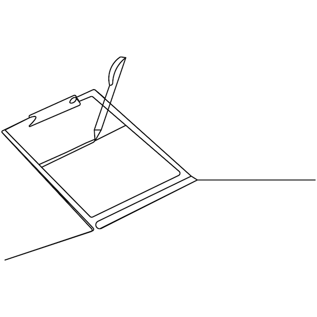 clipboard with checklist icon continuous one line drawing of outline vector illustration