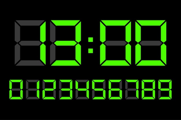 clock green digital illumination vector illustration eps 10 stock image