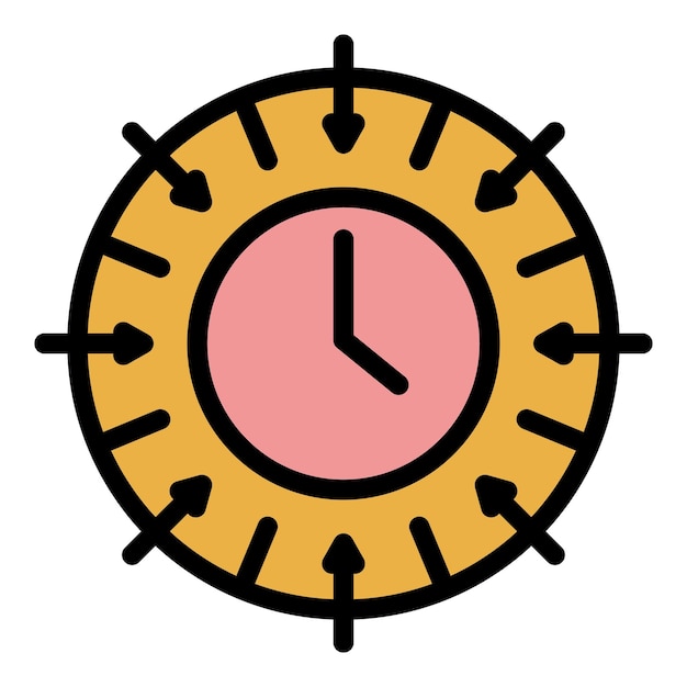 Clock with arrows icon Outline clock with arrows vector icon color flat isolated