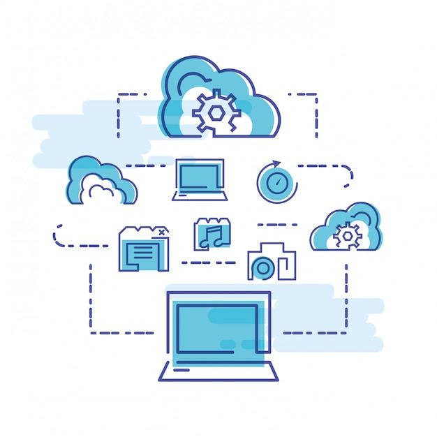 cloud computing network with laptop