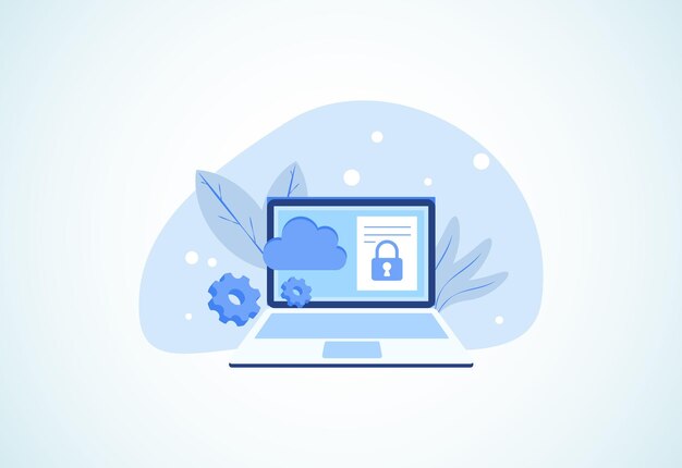 cloud computing security design concept online security and data protection vector illustration