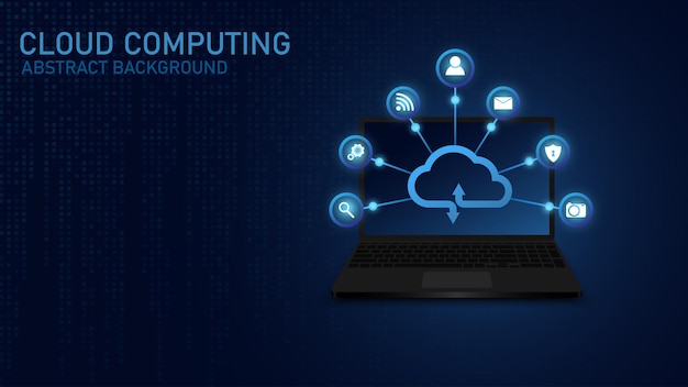 cloud computing technology internet and cyber technology concept background vector and illustration