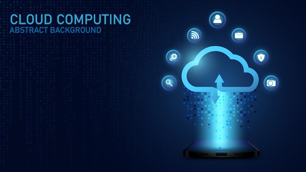 cloud computing technology internet and cyber technology concept background vector and illustration