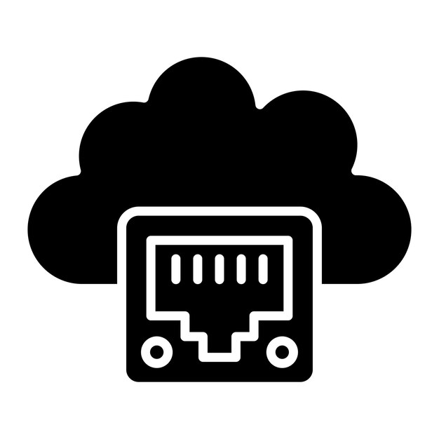 Cloud Ethernet Glyph Solid Black Illustration