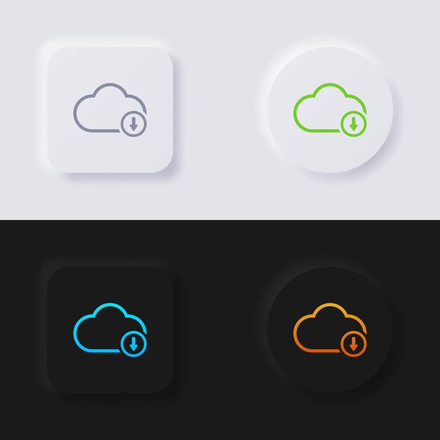 cloud icon with arrow symbol multicolor neumorphism button soft ui design for web design application ui and more icon set button vector