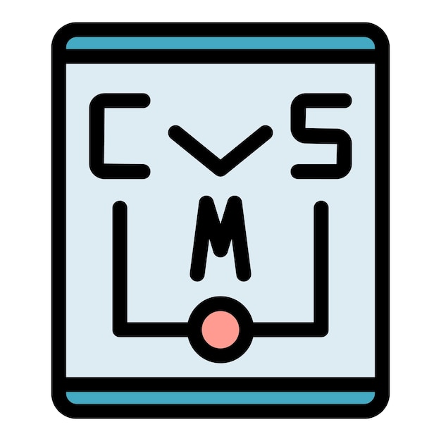 Cms paper icon outline vector Code system Website html color flat