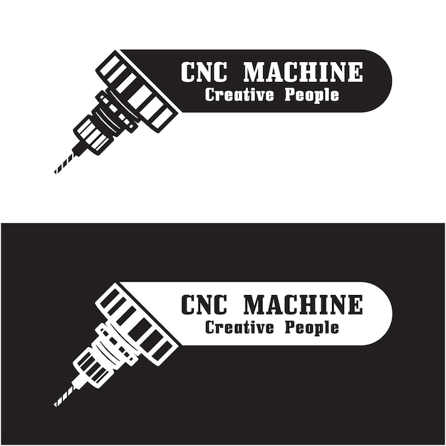 cnc lathe machine logo computer numerical control modern 3d cutting technology design