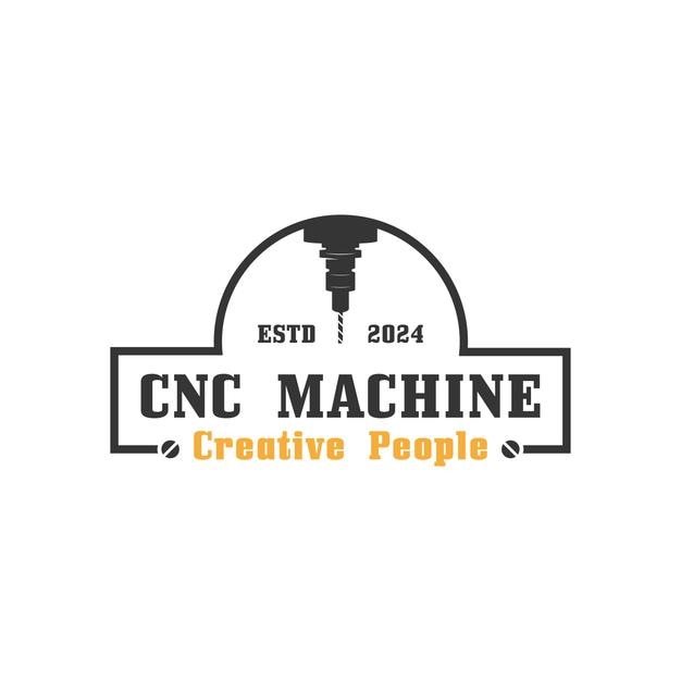 cnc lathe machine logo computer numerical control modern 3d cutting technology design