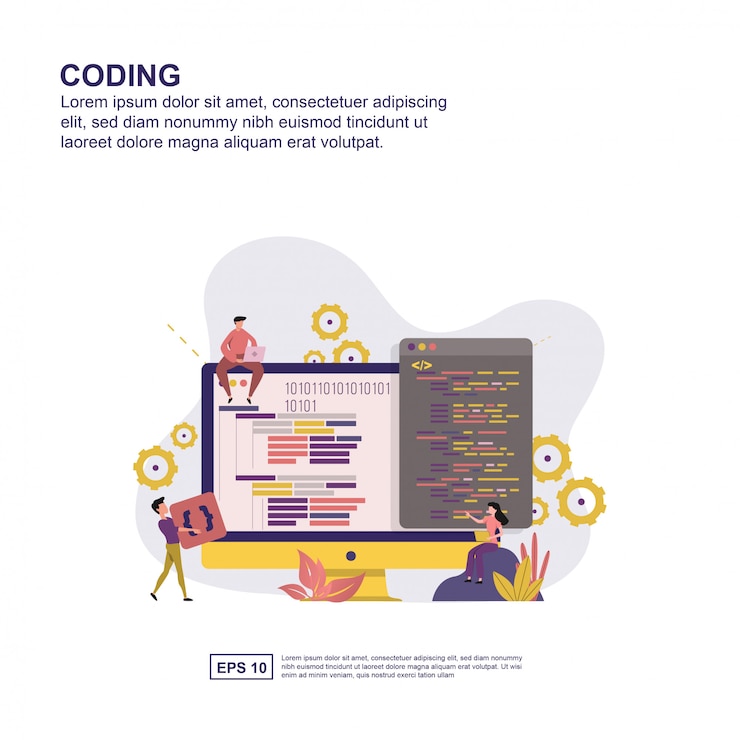 Vektor coding concept flat design for presentation.