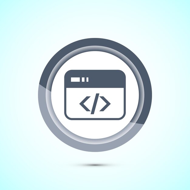 coding icon design illustration web development icon gray color button design