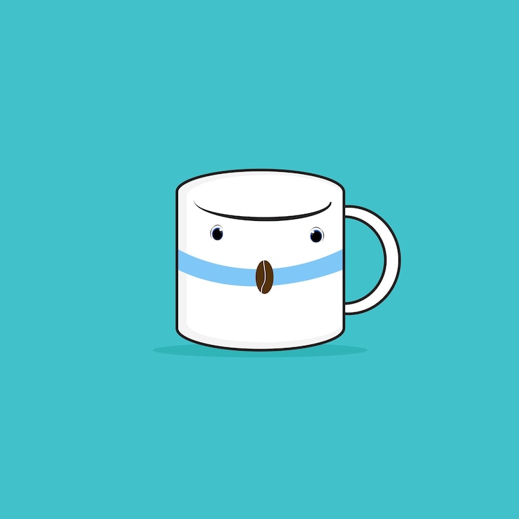 Coffee emoji cup with eyes. Kawaii cup.