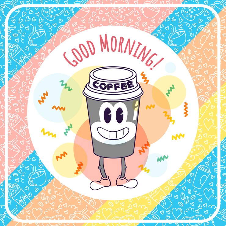 Coffee retro background with seamless doodle pattern