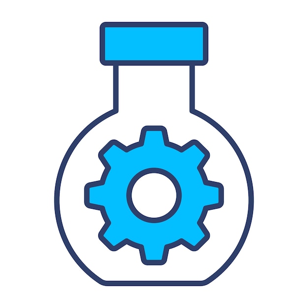 Cogwheel inside flask concept vector of experiment in modern style