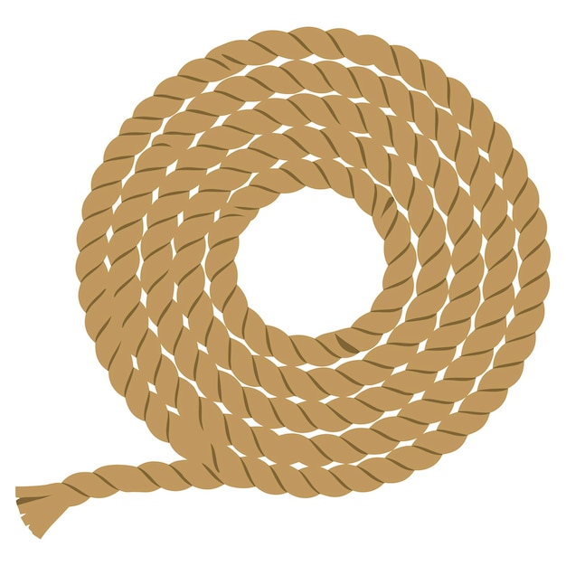 Coiled Rope in Natural Color Isolated on White Background for Crafts and Outdoor Activities