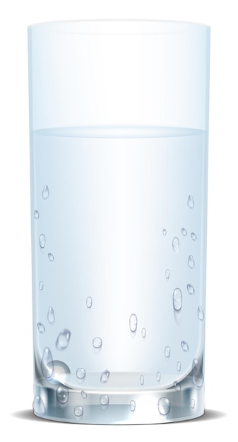 cold glass mockup with clean water and frozen drops isolated on white background