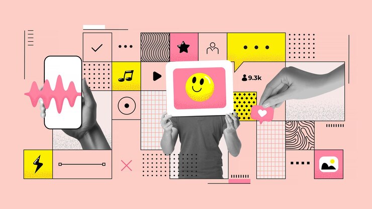 Vektor collage poster design social media marketing