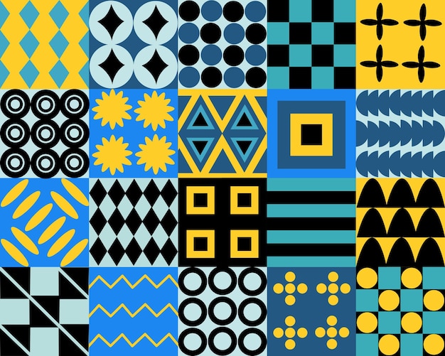 collection brutalism abstract vector patterns with simple geometric shapes and forms