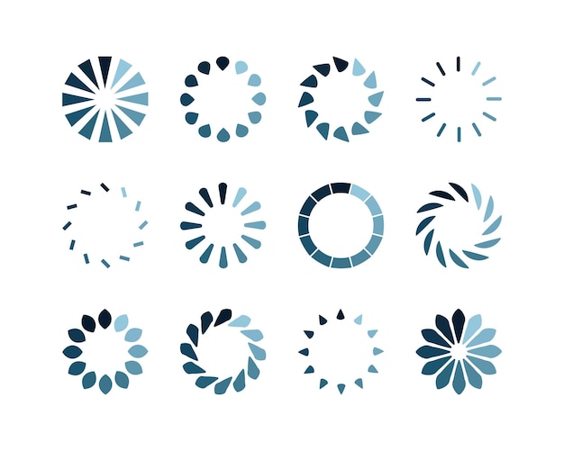 Collection Loading bar status icon Vector illustration Set of vector loaded icons Download progress Donload or Upload
