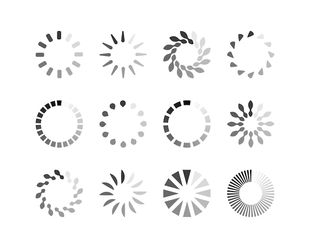 Collection Loading bar status icon Vector illustration Set of vector loaded icons Download progress Donload or Upload