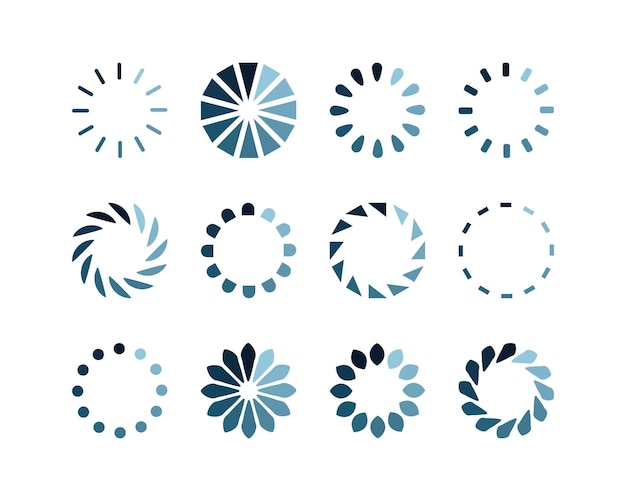 Collection Loading bar status icon Vector illustration Set of vector loaded icons Download progress Donload or Upload