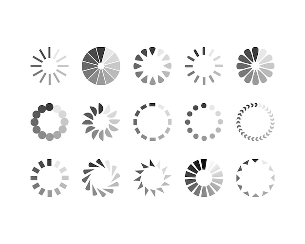 Collection Loading bar status icon Vector illustration Set of vector loaded icons Download progress Donload or Upload