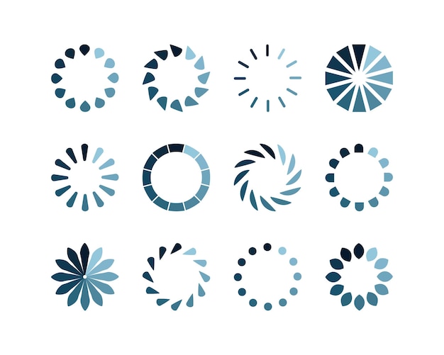 Collection Loading bar status icon Vector illustration Set of vector loaded icons Download progress Donload or Upload