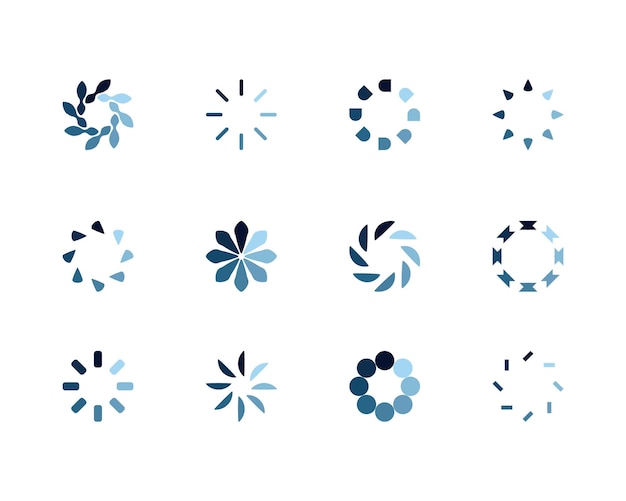 Collection Loading bar status icon Vector Set loaded icons Download progress Donload or Upload