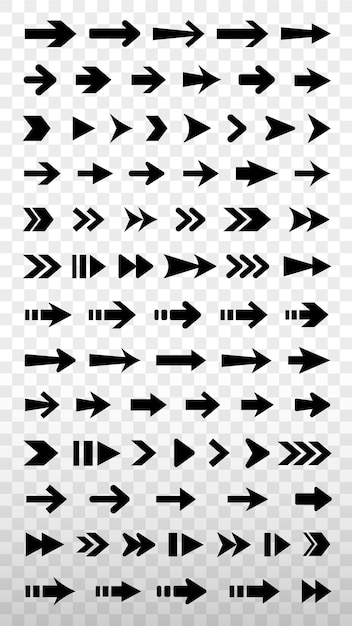 Collection of black arrow icons in various styles Includes straight curved and zigzag arrows Perfect for design projects Element vector set