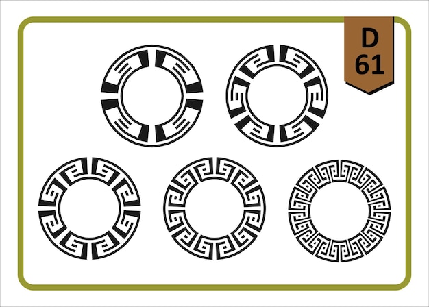 Collection of Circular Frames with Greek Key and Geometric Borders