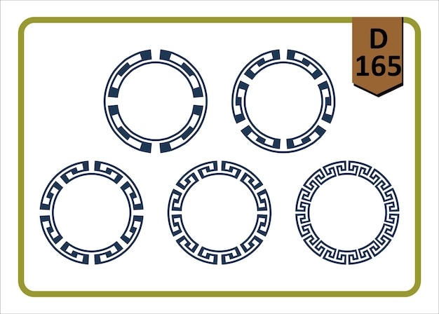 Collection of Circular Frames with Greek Key and Ornamental Borders