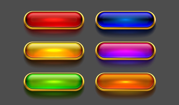 Collection of colored buttons frame label event web bar buttons with color vector illustration