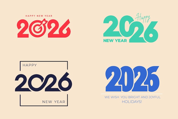collection of luxury 2026 new year number logo text design set of 2026 happy new year background